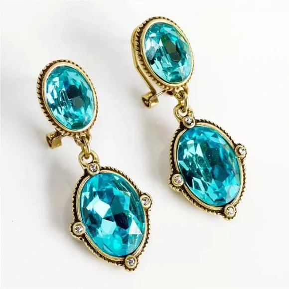 Heidi Daus “Eye Of The Sea” Turquoise drop earrings - Picture 2 of 5